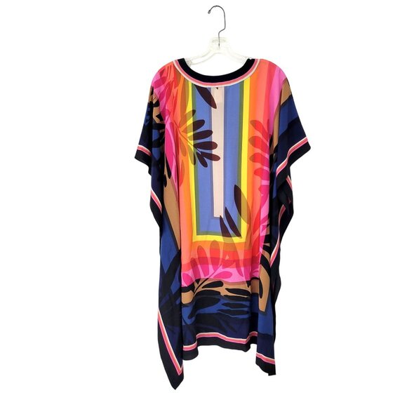 Trina Turk Theodora 100% Silk Multicolor Caftan Tunic Dress Size M/L - Picture 5 of 5